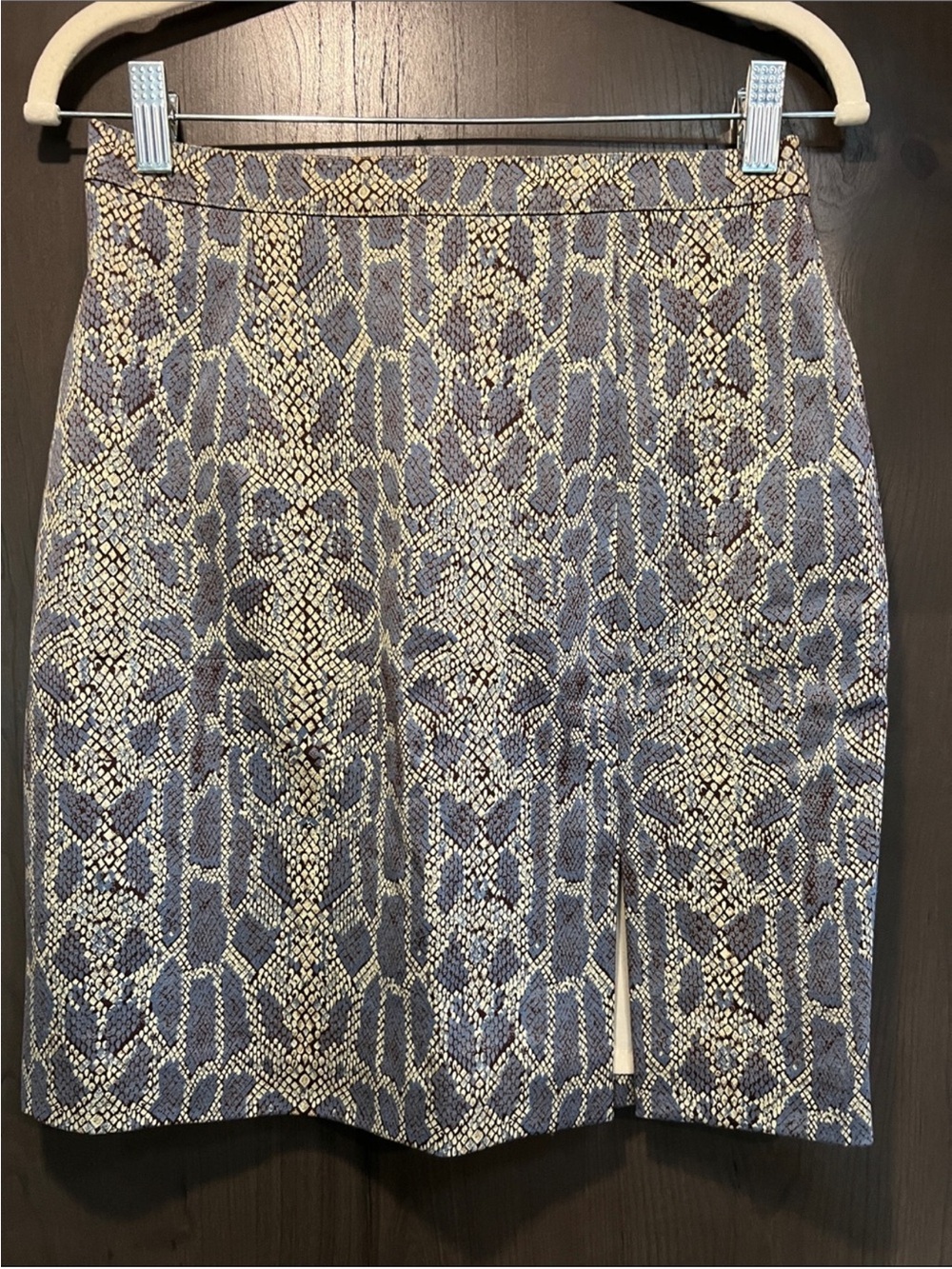 Paolo Santini Reptile Snake-Print animal print Blue cream Pencil Skirt NEW
